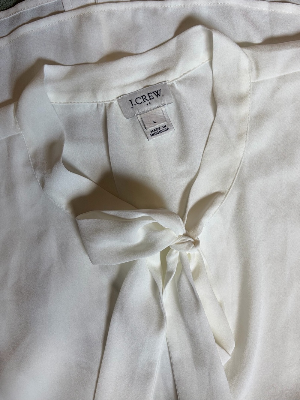 J. Crew Cream Sleeveless Sheer Tie-Neck Blouse